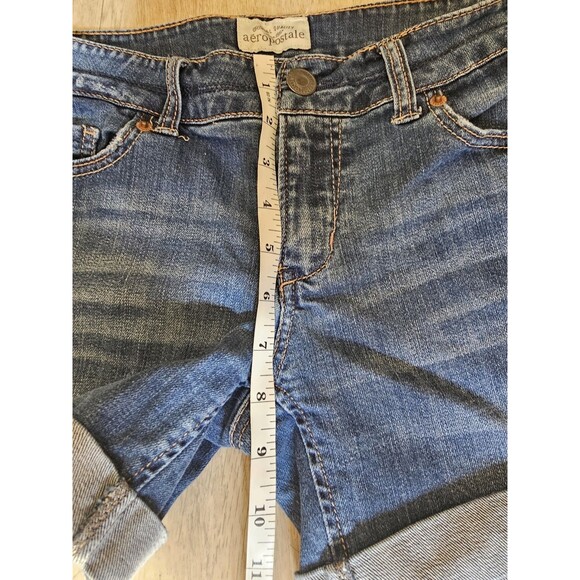 Aeropostale Denim Jean Short Shorts Size 7/8 Distressed Cuffed Denim - Picture 4 of 7